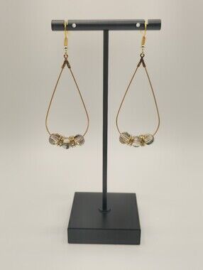 Hand Crafted Gold-Tone Bead Drop Earrings